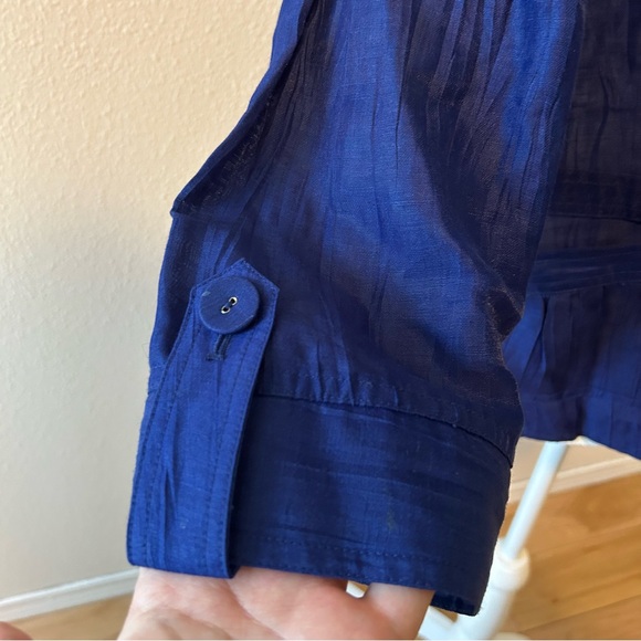 Chico’s cobalt blue linen blend blazer jacket size L (2) office career classic - Picture 4 of 10